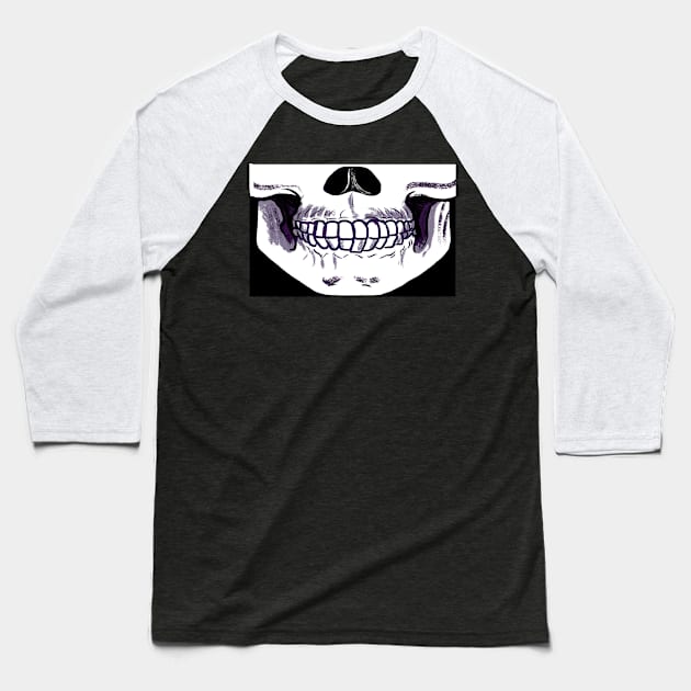 Halloween Skull Mask Baseball T-Shirt by Darth Tuba